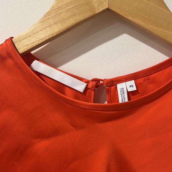 • Helmut Lang • Cap Sleeve Satin Orange Blouse Top Short Sleeve xs Womens - Picture 4 of 5